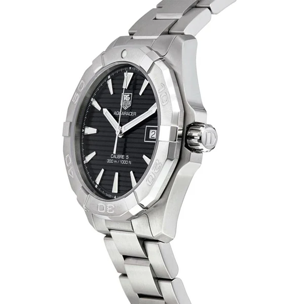 Tag Heuer Aquaracer Caliber 5 Silver Stainless Steel Black Dial Automatic Watch for Gents - WAY2110BA0928 - Image 2