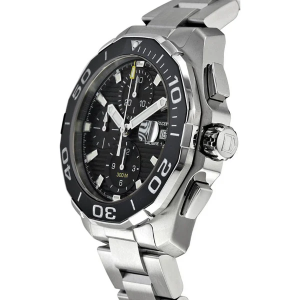 Tag Heuer Aquaracer Calibre 16 Silver Stainless Steel Black Dial Automatic Watch for Gents- CAY211A.BA0927 - Image 3