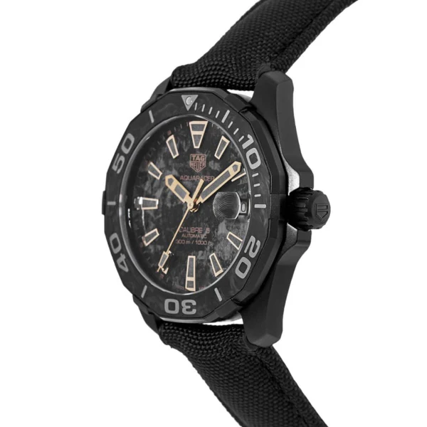 Tag Heuer Aquaracer Calibre 5 Black NATO Strap Carbon Dial Automatic Watch for Gents- WBD218A.FC6445 - Image 3