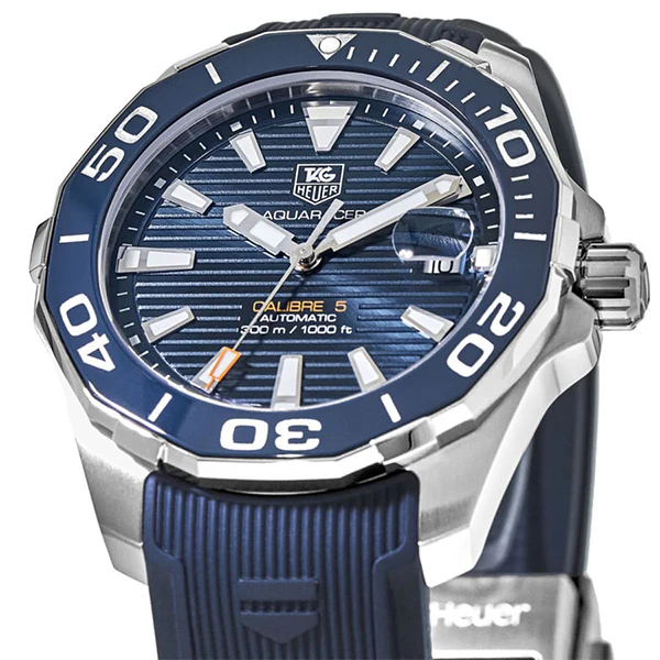 Tag Heuer Aquaracer Calibre 5 Blue Silicone Blue Dial Automatic Watch for Gents - WAY211C.FT6155 - Image 2