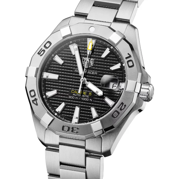 Tag Heuer Aquaracer Calibre 5 Silver Stainless Steel Black Dial Automatic Watch for Gents - WBD2110.BA0928 - Image 2