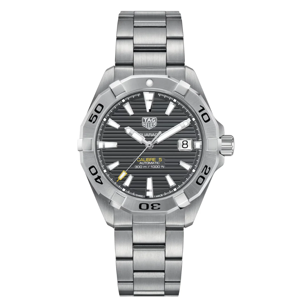 Tag Heuer Aquaracer Calibre 5 Silver Stainless Steel Grey Dial Automatic Watch for Gents - WBD2113.BA0928