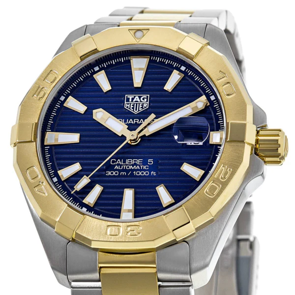 Tag Heuer Aquaracer Calibre 5 Two-tone Stainless Steel Navy Blue Dial Automatic Watch for Gents- WBD2120.BB0930 - Image 3