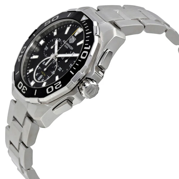 Tag Heuer Aquaracer Silver Stainless Steel Black Dial Chronograph Quartz Watch for Gents - CAY111ABA0927 - Image 2