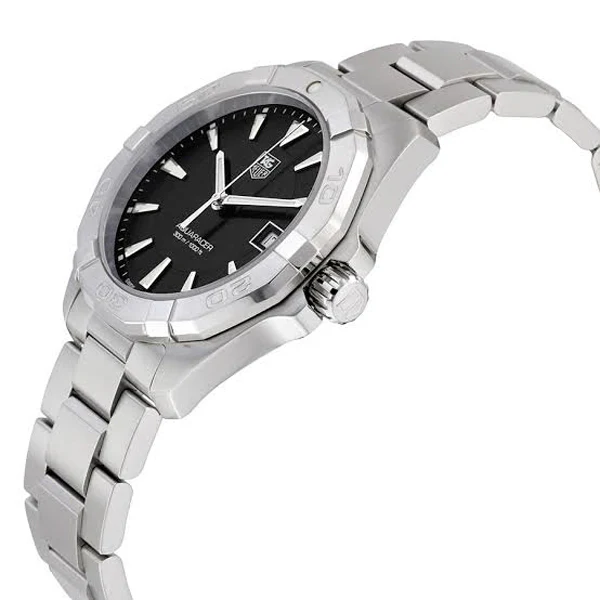 Tag Heuer Aquaracer Silver Stainless Steel Black Dial Quartz Watch for Gents - WAY1110BA0928 - Image 2
