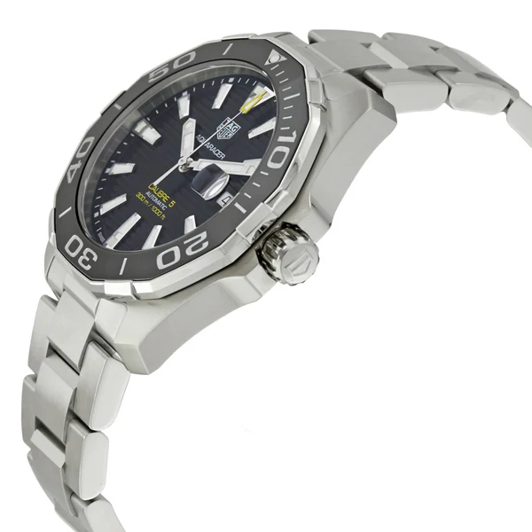 Tag Heuer Aquaracer Silver Stainless Steel Black Dial Quartz Watch for Gents - WAY201ABA0927 - Image 2
