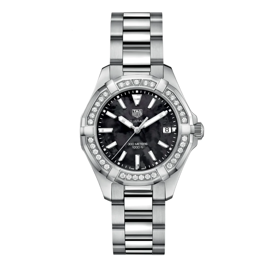 Tag Heuer Aquaracer Silver Stainless Steel Black Dial Quartz Watch for Ladies - WAY131PBA0748