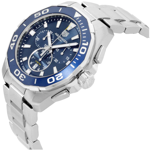 Tag Heuer Aquaracer Silver Stainless Steel Blue Dial Chronograph Quartz Watch for Gents - CAY111BBA0927 - Image 2