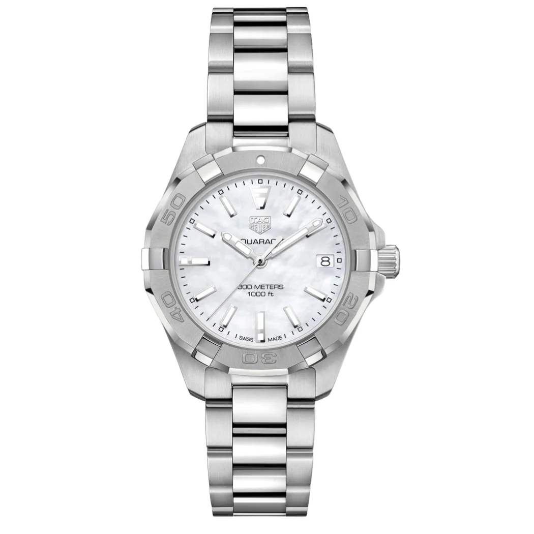 Tag Heuer Aquaracer Silver Stainless Steel White Mother of Pearl Dial Quartz Watch for Ladies- WBD1311.BA0740