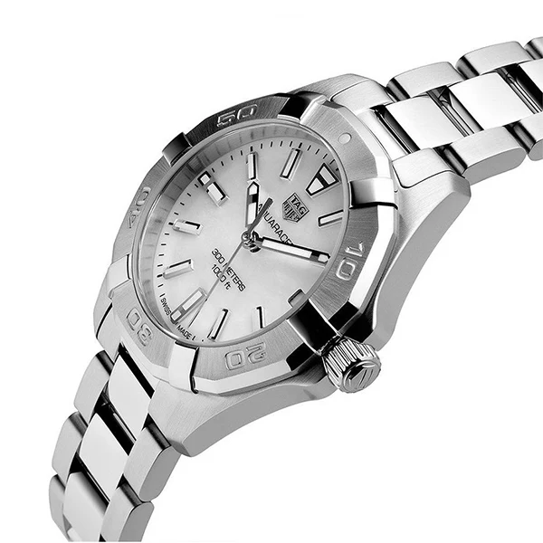 Tag Heuer Aquaracer Silver Stainless Steel White Mother of Pearl Dial Quartz Watch for Ladies- WBD1311.BA0740 - Image 2