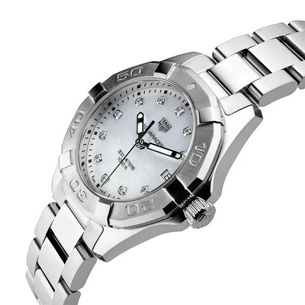Tag Heuer Aquaracer Silver Stainless Steel White Mother of Pearl Dial Quartz Watch for Ladies- WBD131B.BA0748 - Image 2