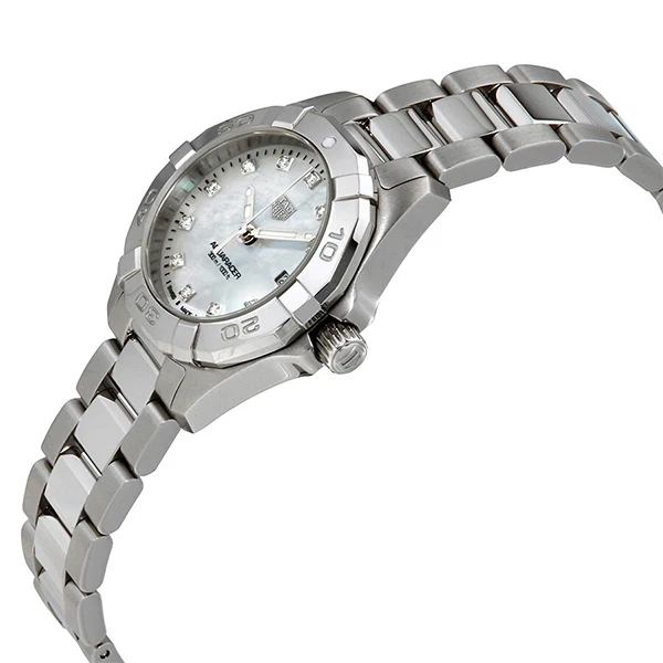 Tag Heuer Aquaracer Silver Stainless Steel White Mother of Pearl Dial Quartz Watch for Ladies- WBD1414.BA0741 - Image 2