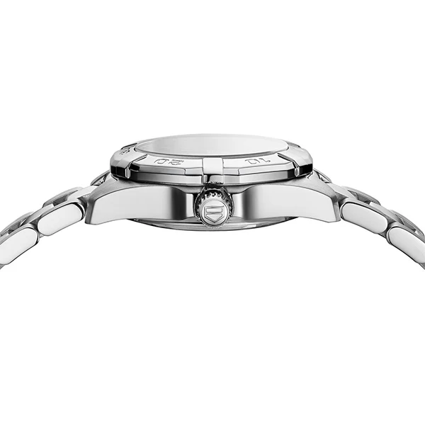 Tag Heuer Aquaracer Silver Stainless Steel White Mother of Pearl Dial Quartz Watch for Ladies- WBD1414.BA0741 - Image 3