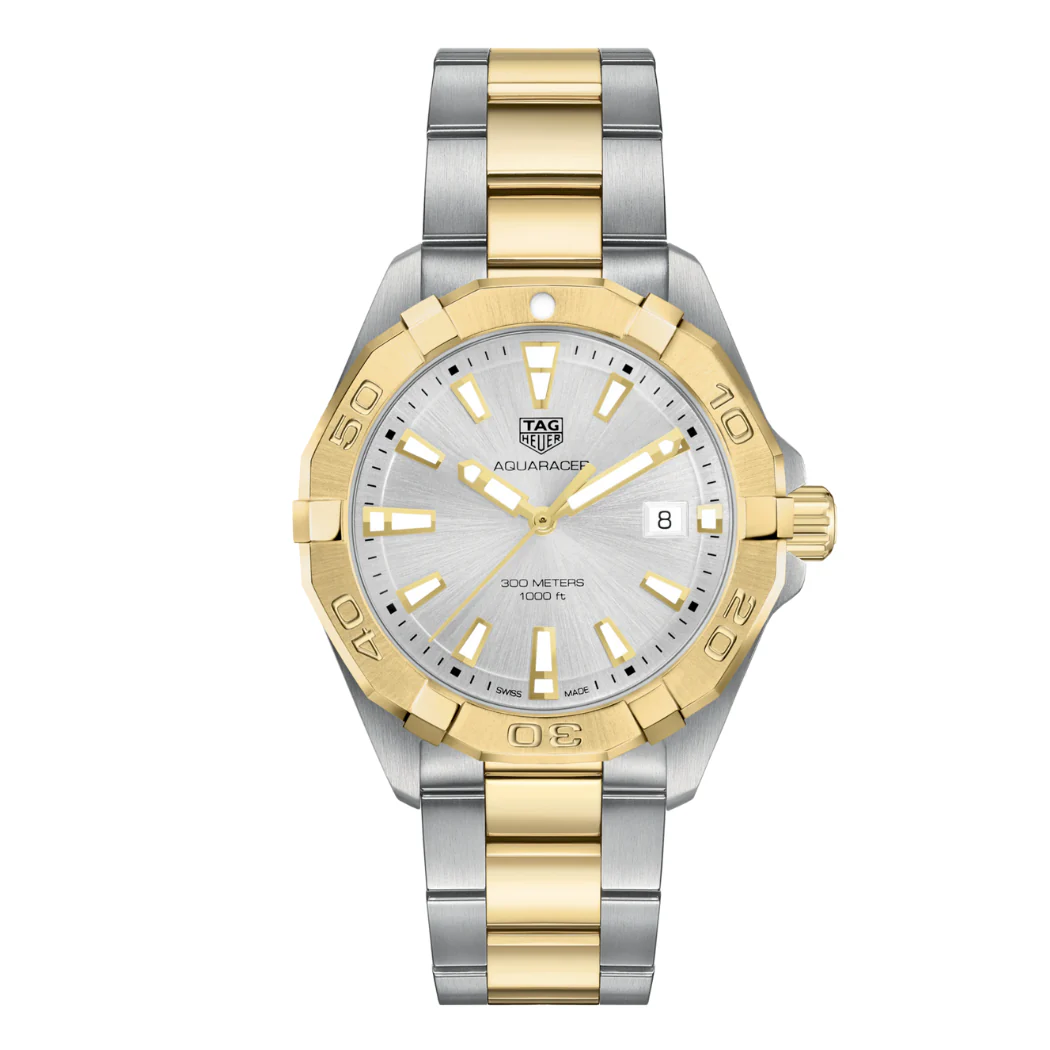 Tag Heuer Aquaracer Two-tone Stainless steel Grey Dial Quartz Watch for Gents - WBD1120.BB0930