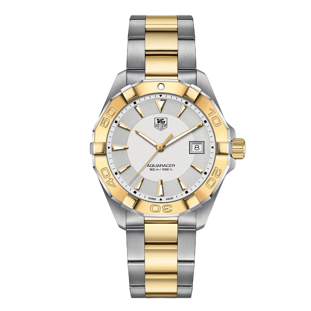 Tag Heuer Aquaracer Two-tone Stainless Steel Two tone Dial Quartz Watch for Gents - WAY1120BB0930