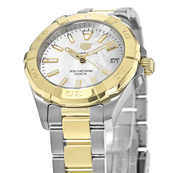 Tag Heuer Aquaracer Two-tone Stainless Steel White Mother of Pearl Dial Quartz Watch for Ladies- WBD1320.BB0320 - Image 2