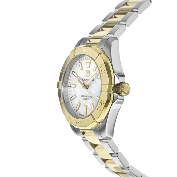Tag Heuer Aquaracer Two-tone Stainless Steel White Mother of Pearl Dial Quartz Watch for Ladies- WBD1320.BB0320 - Image 3