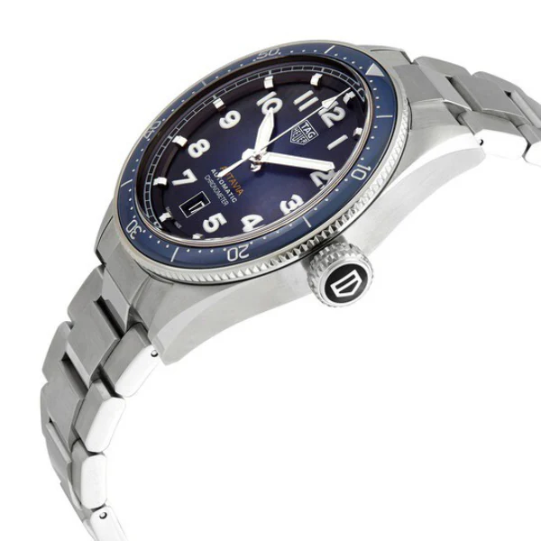 Tag Heuer Autavia Isograph Calibre 5 Silver Stainless Steel Navy Blue Dial Automatic Watch for Gents- WBE5112.EB0173 - Image 2