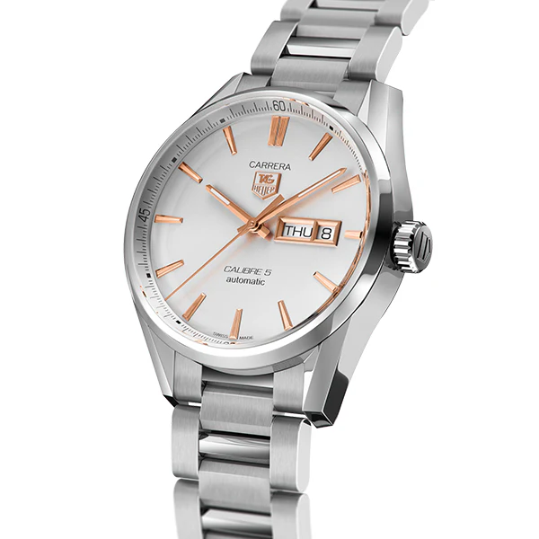 Tag Heuer Carrera Calibre 5 Silver Stainless Steel Silver Dial Automatic Watch for Gents- WAR201D.BA0723 - Image 2