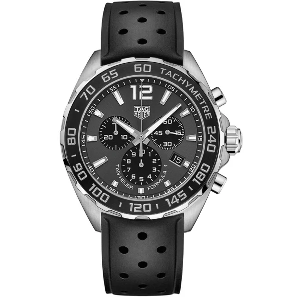 Tag Heuer Formula 1 Black Rubber Strap Black Dial Chronograph Quartz Watch for Gents - CAZ1011FT8024