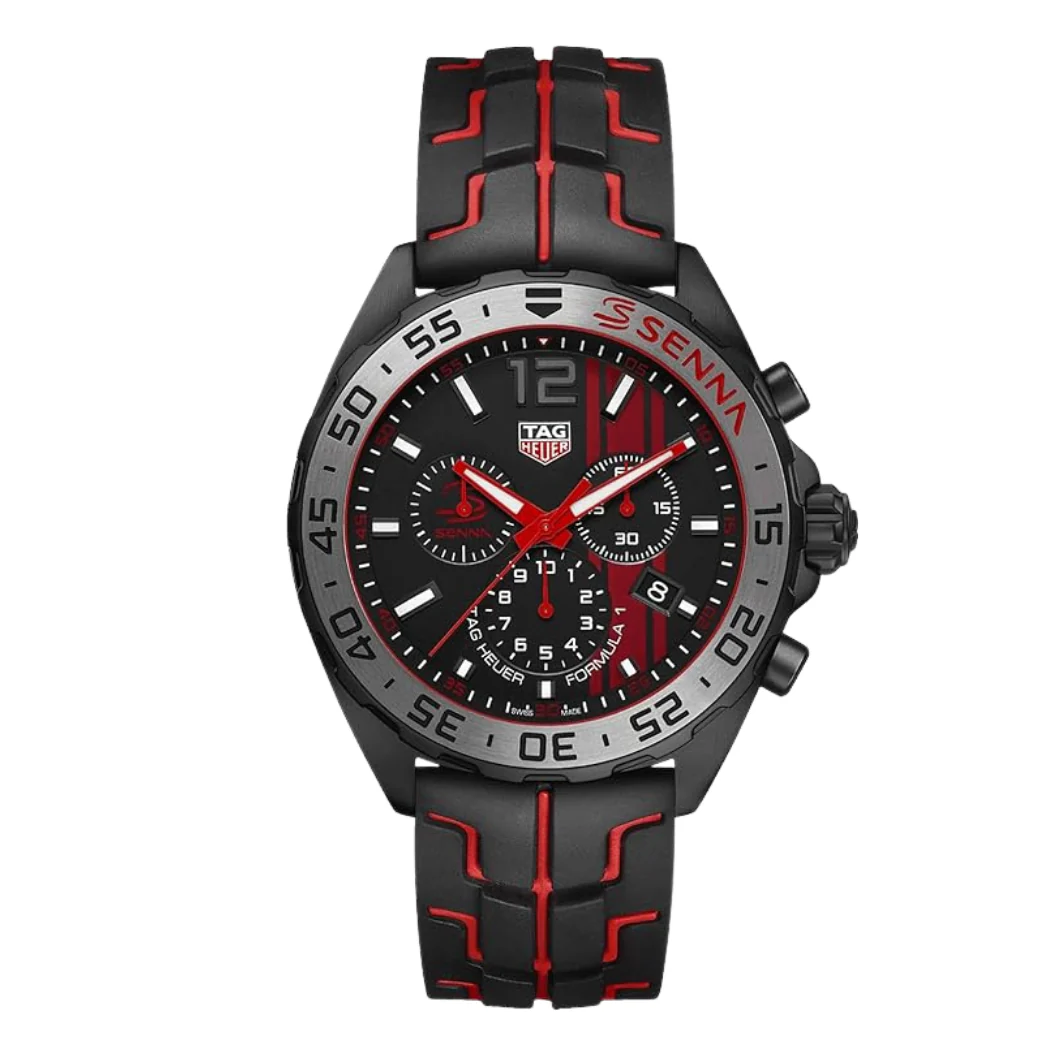 Tag Heuer Formula 1 Senna Special Edition Black Silicone Black Dial Chronograph Quartz Watch for Gents - CAZ1019.FT8027