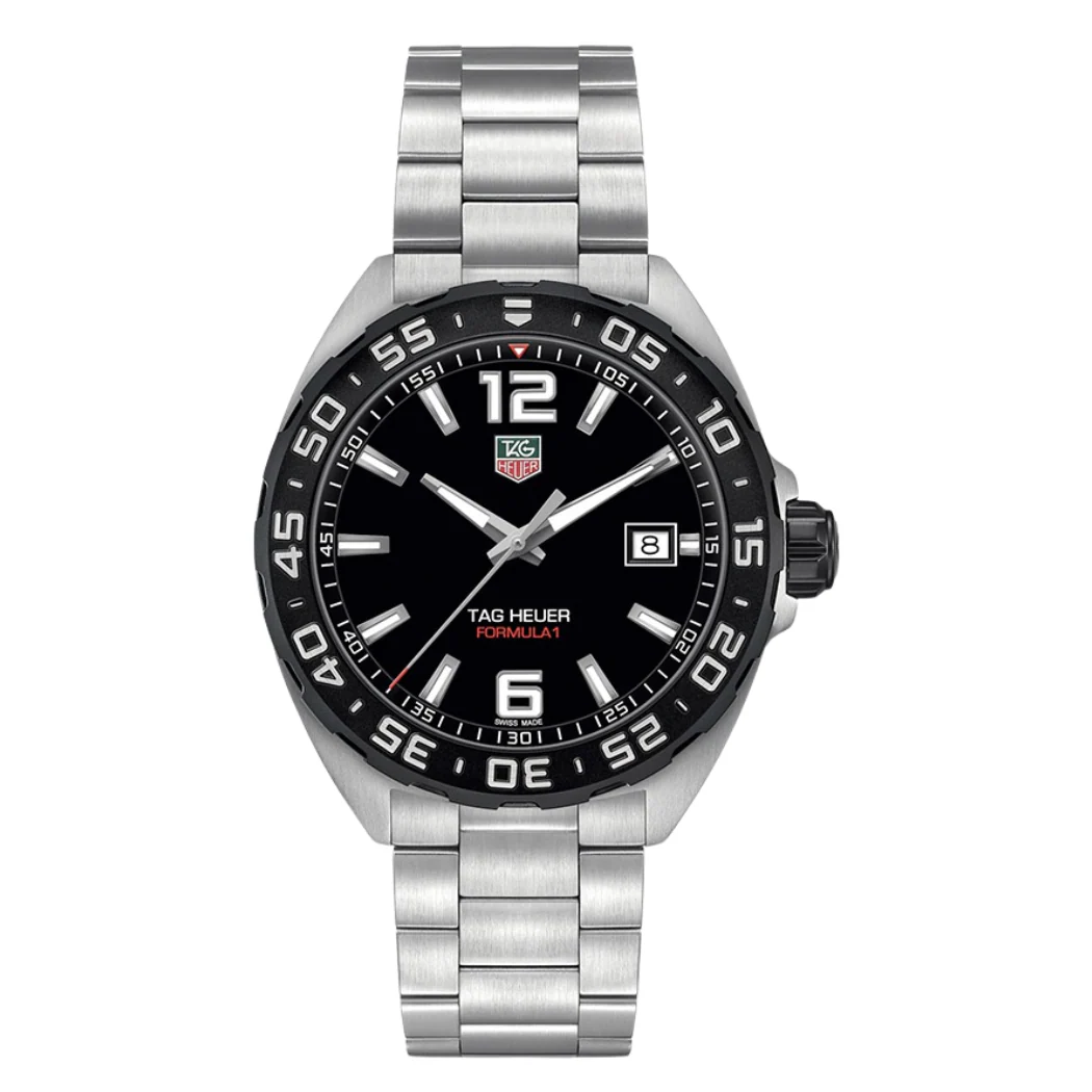 Tag Heuer Formula 1 Silver Stainless Steel Black Dial Quartz Watch for Gents - WAZ1110BA0875