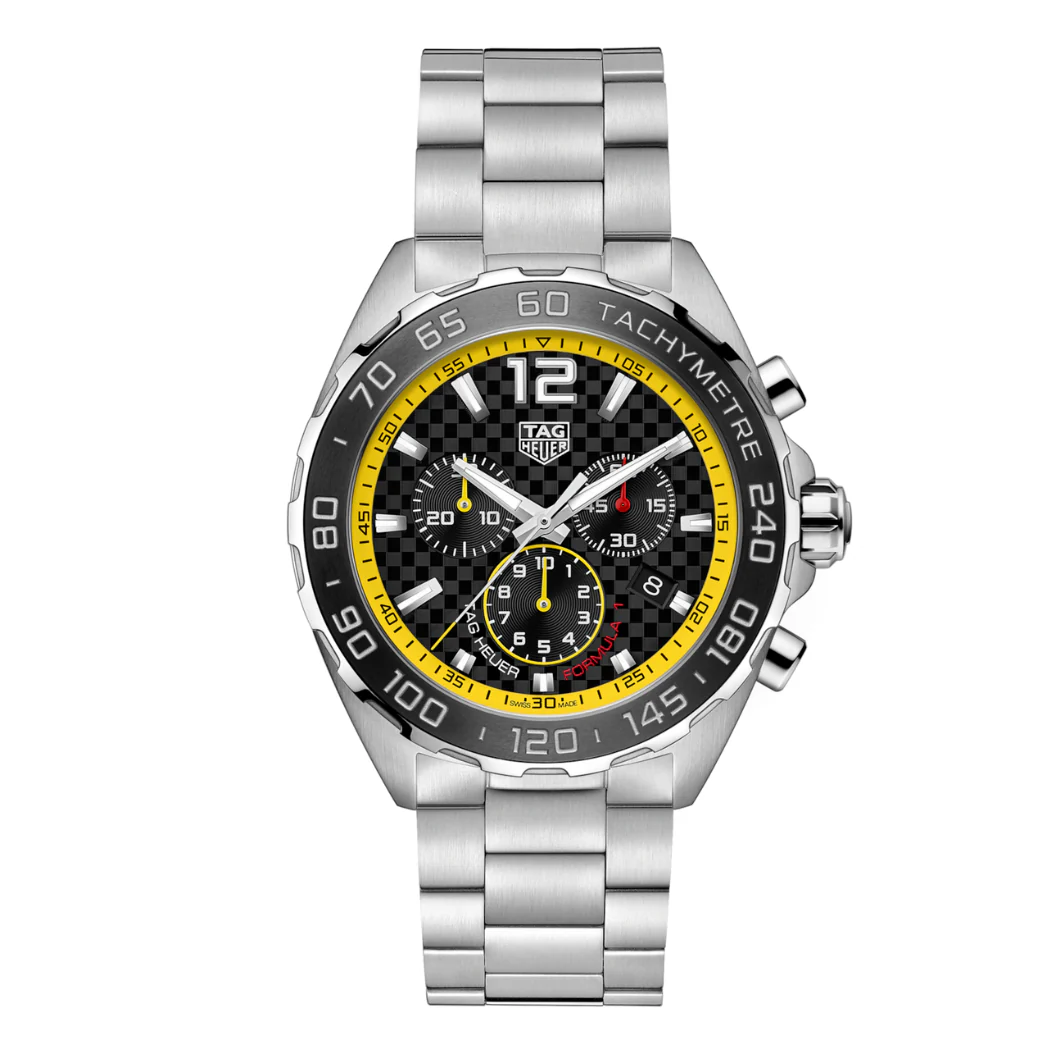 Tag Heuer Formula 1 Silver Stainless Steel Chequered Black Dial Chronograph Quartz Watch for Gents - CAZ101AC.BA0842