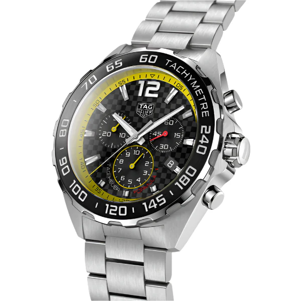 Tag Heuer Formula 1 Silver Stainless Steel Chequered Black Dial Chronograph Quartz Watch for Gents - CAZ101AC.BA0842 - Image 2