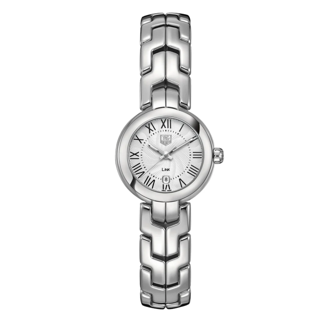 Tag Heuer Link Silver Stainless Steel Silver Guilloche Dial Quartz Watch for Ladies - WAT1416.BA0954