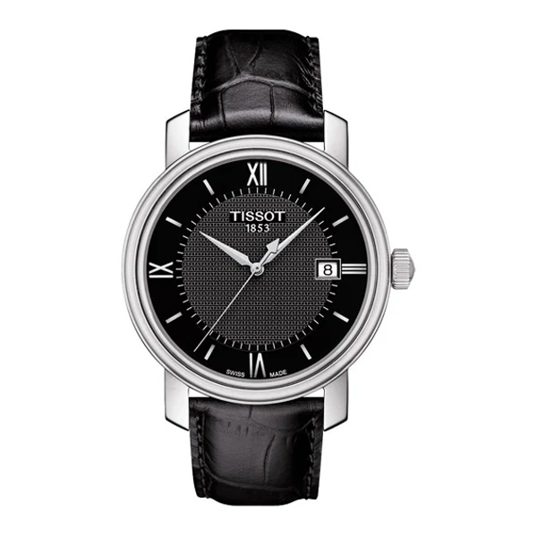 Tissot Bridgeport Black Leather strap Black Dial Quartz Watch for Men's - T-0974101605800