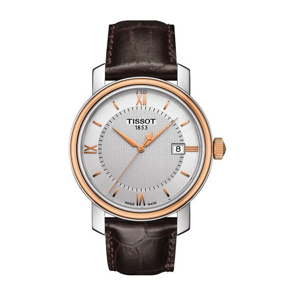 Tissot Bridgeport Brown Leather strap Silver Dial Quartz Watch for Men's - T-0974102603800