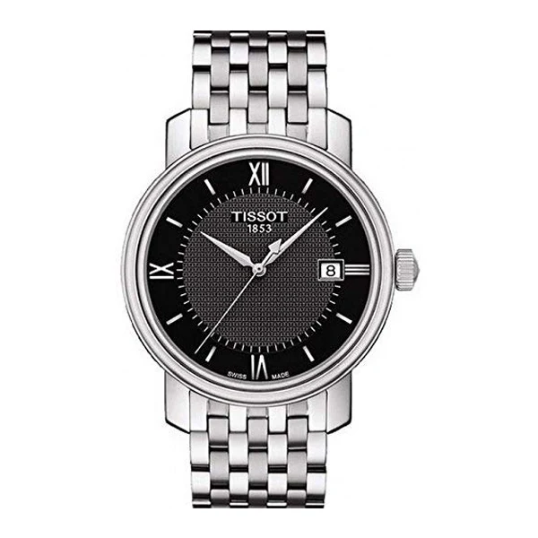 Tissot Bridgeport Silver Stainless Steel Black Dial Quartz Watch for Men's - T-0974101105800