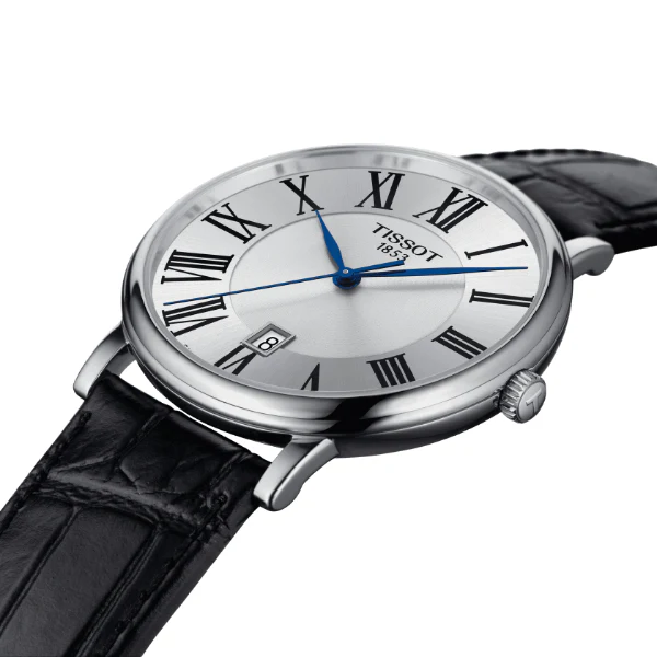 Tissot Carson Premium Black Leather Strap Silver Dial Quartz Watch for Men's - T122.410.16.033.00 - Image 2