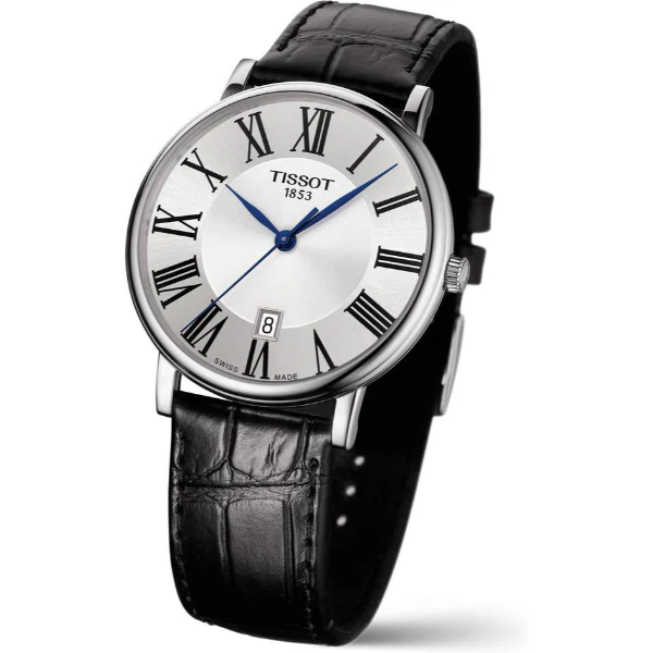Tissot Carson Premium Black Leather Strap Silver Dial Quartz Watch for Men's - T122.410.16.033.00 - Image 3