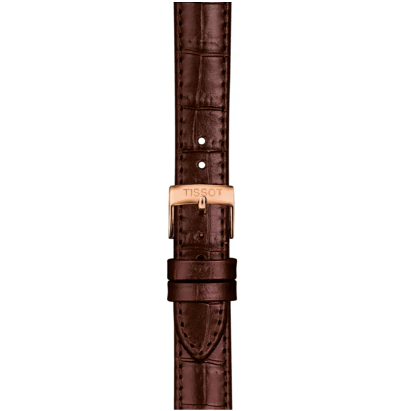 Tissot Carson Premium Brown Leather Strap Silver Dial Quartz Watch for Ladies - T122.210.36.033.00 - Image 2