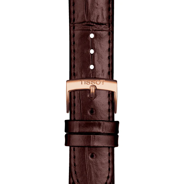 Tissot Carson Premium Brown Leather Strap White Dial Chronograph Quartz Watch for Men's - T122.417.36.011.00 - Image 2