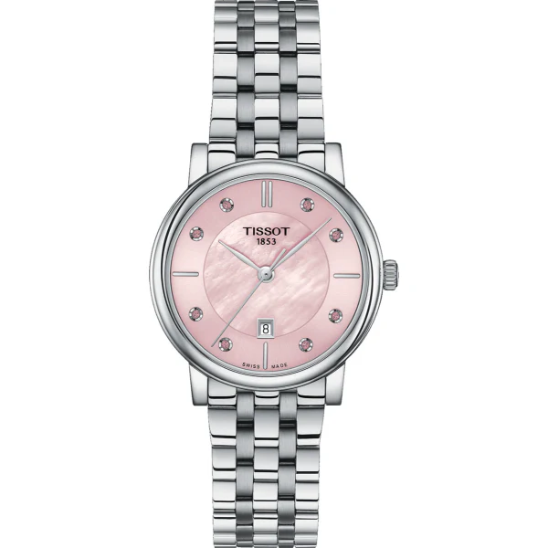 Tissot Carson Premium Lady Silver Stainless Steel Pink Dial Quartz Watch for Ladies - T122.210.11.159.00