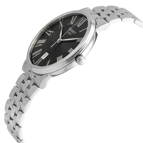 Tissot Carson Premium Silver Stainless Steel Black Dial Quartz Watch for Men's - T122.410.11.053.00 - Image 2