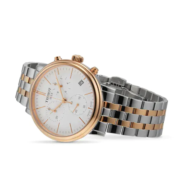 Tissot Carson Premium Two-tone Stainless Steel White Dial Chronograph Quartz Watch for Men's - T122.417.22.011.00 - Image 2