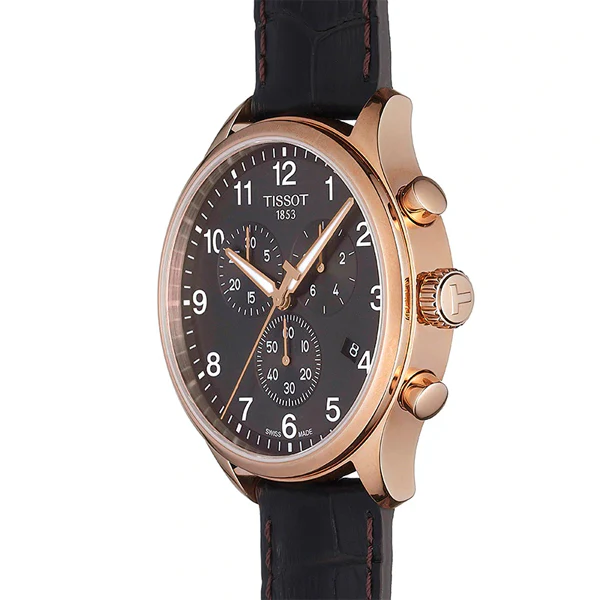 Tissot Chrono XL Classic Brown Leather strap Black Dial Quartz Watch for Men's - T-1166173605701 - Image 2