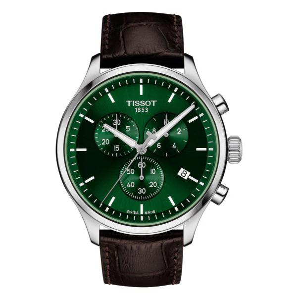 Tissot Chrono XL Classic Brown Leather Strap Green Dial Chronograph Quartz Watch for Men's - T116.617.16.091.00