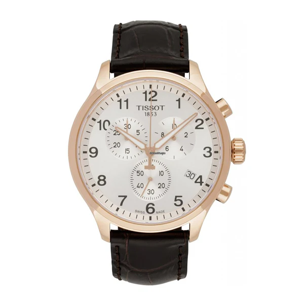 Tissot Chrono XL Classic Brown Leather strap Silver Dial Chronograph Quartz Watch for Men's - T-1166173603700