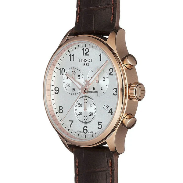 Tissot Chrono XL Classic Brown Leather strap Silver Dial Chronograph Quartz Watch for Men's - T-1166173603700 - Image 2