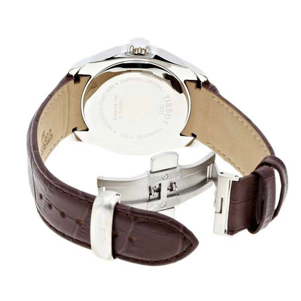 Tissot Couturier Brown Leather strap Silver Dial Quartz Watch for Men's - T-0354101603100 - Image 2
