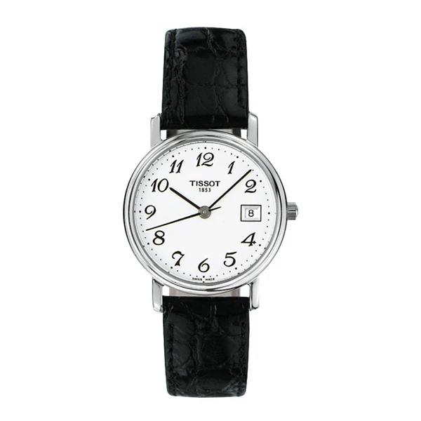 Tissot Desire Black Leather strap White Dial Quartz Watch for Ladies - T-52112112