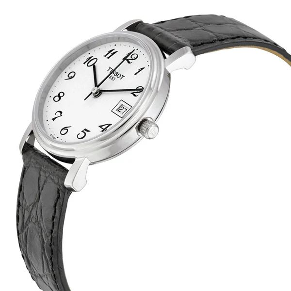 Tissot Desire Black Leather strap White Dial Quartz Watch for Ladies - T-52112112 - Image 2
