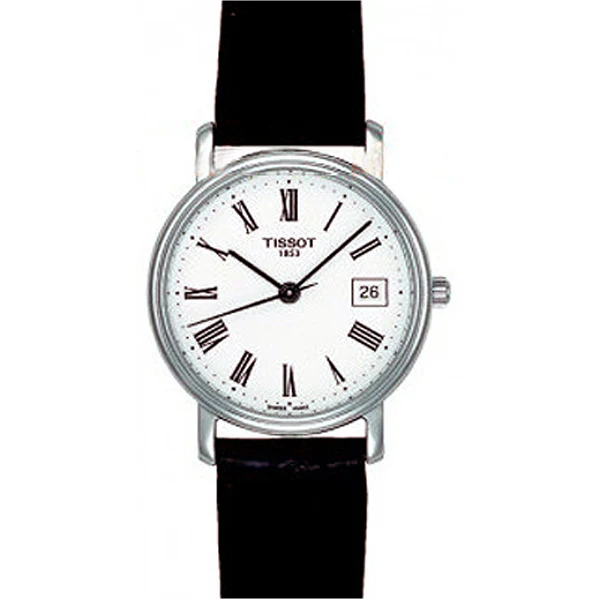 Tissot Desire Black Leather strap White Dial Quartz Watch for Ladies - T-52112113