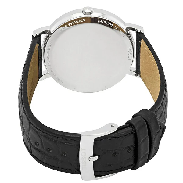 Tissot everytime Medium Black Leather strap Silver Dial Quartz Watch for Men's - T143.410.16.033.00 - Image 2