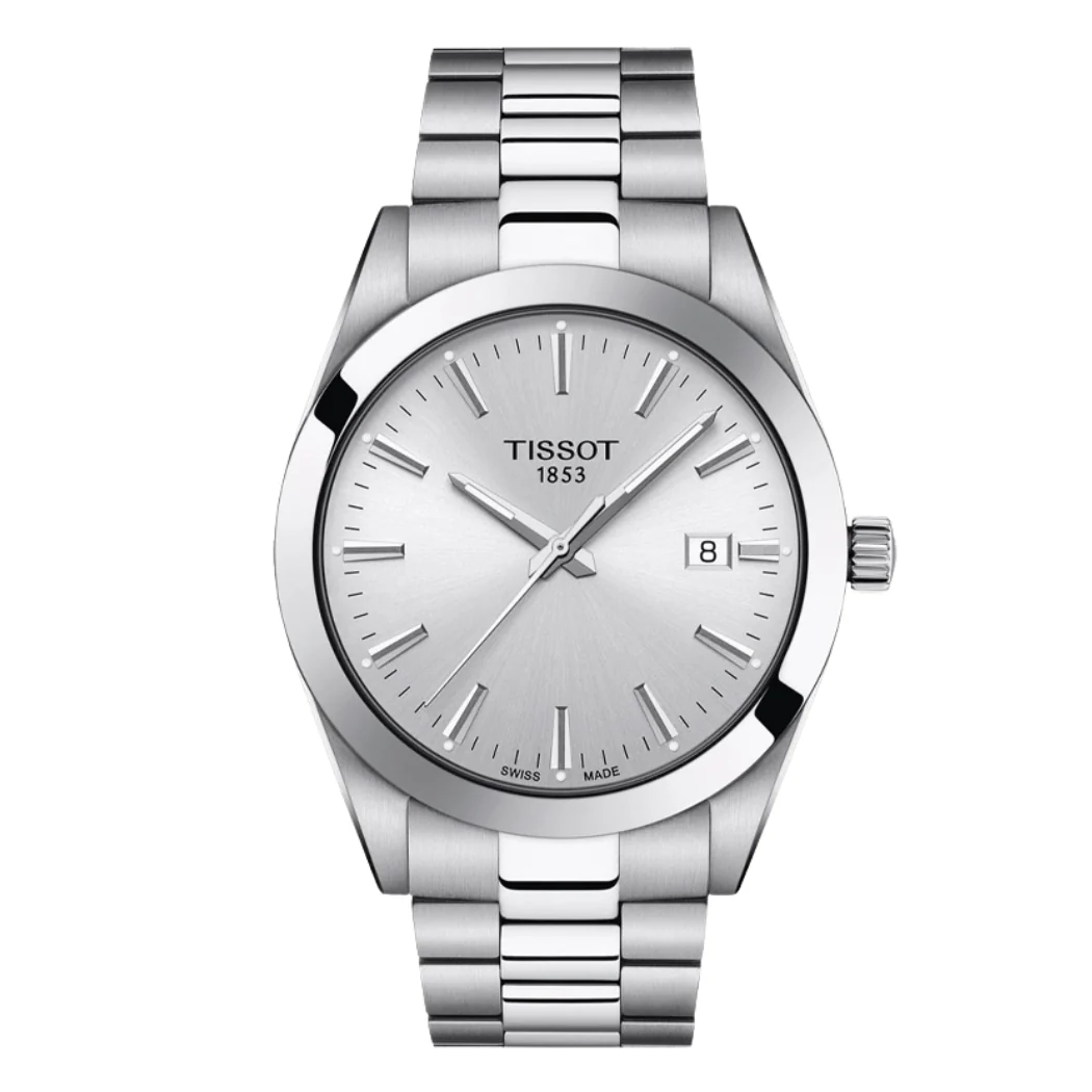 Tissot Gentleman Silver Stainless Steel Silver Dial Quartz Watch for Men's - T127.410.11.031.00