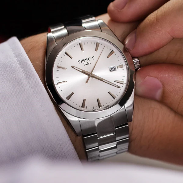 Tissot Gentleman Silver Stainless Steel Silver Dial Quartz Watch for Men's - T127.410.11.031.00 - Image 3